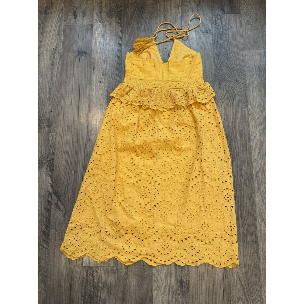 Moon River Mustard Yellow Eyelet Midi Dress - Picture 5 of 7